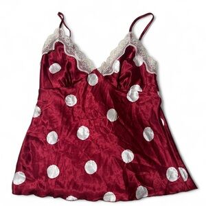 Red Polka Dot Lace Trim Camisole